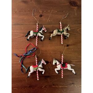 4 Vintage Carousel Horse Ornaments
